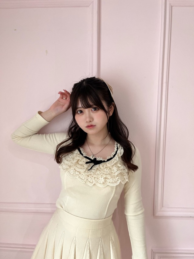 front volume lace tops-WHITE