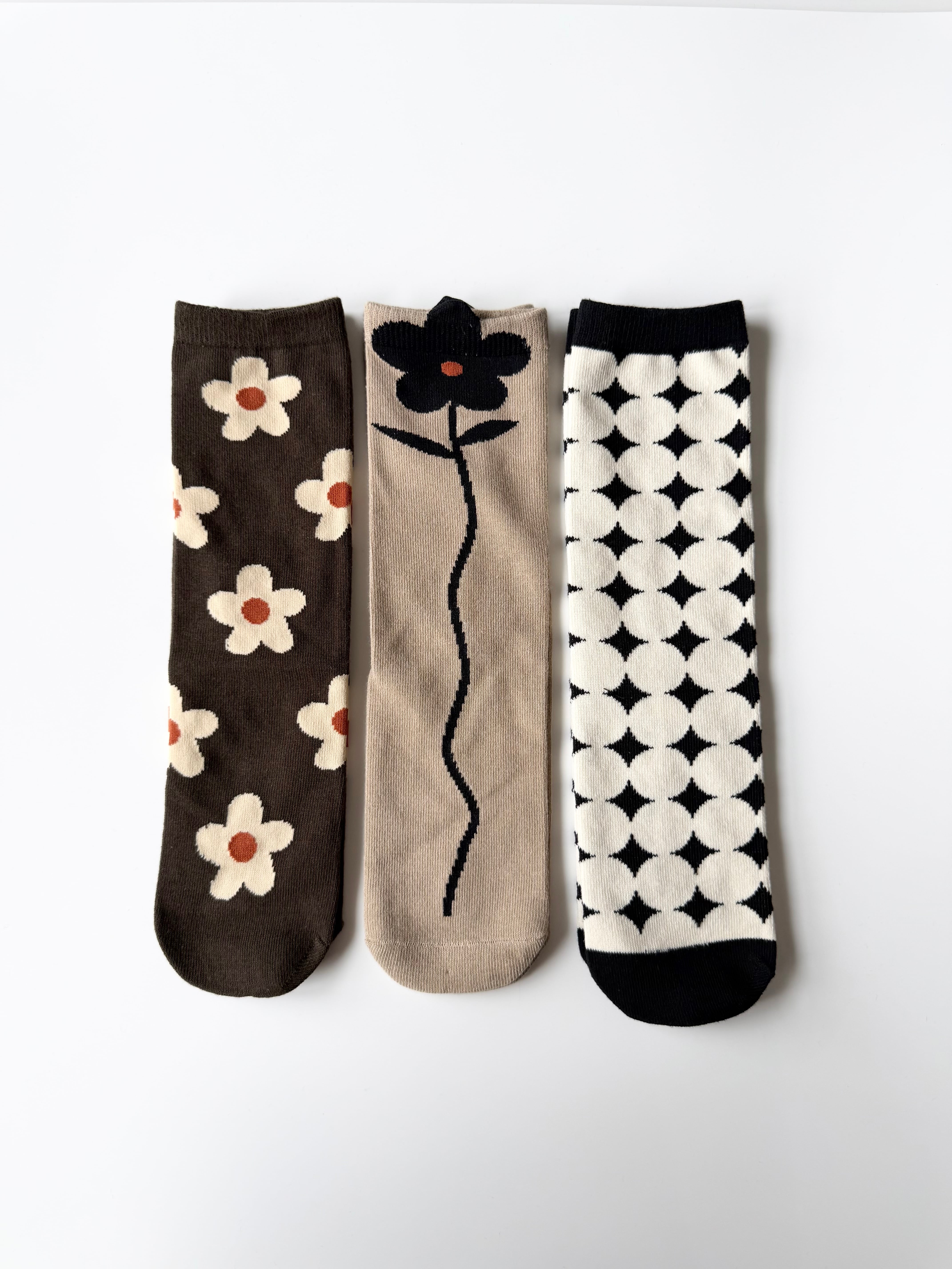 3set フラワー　free socks   4435
