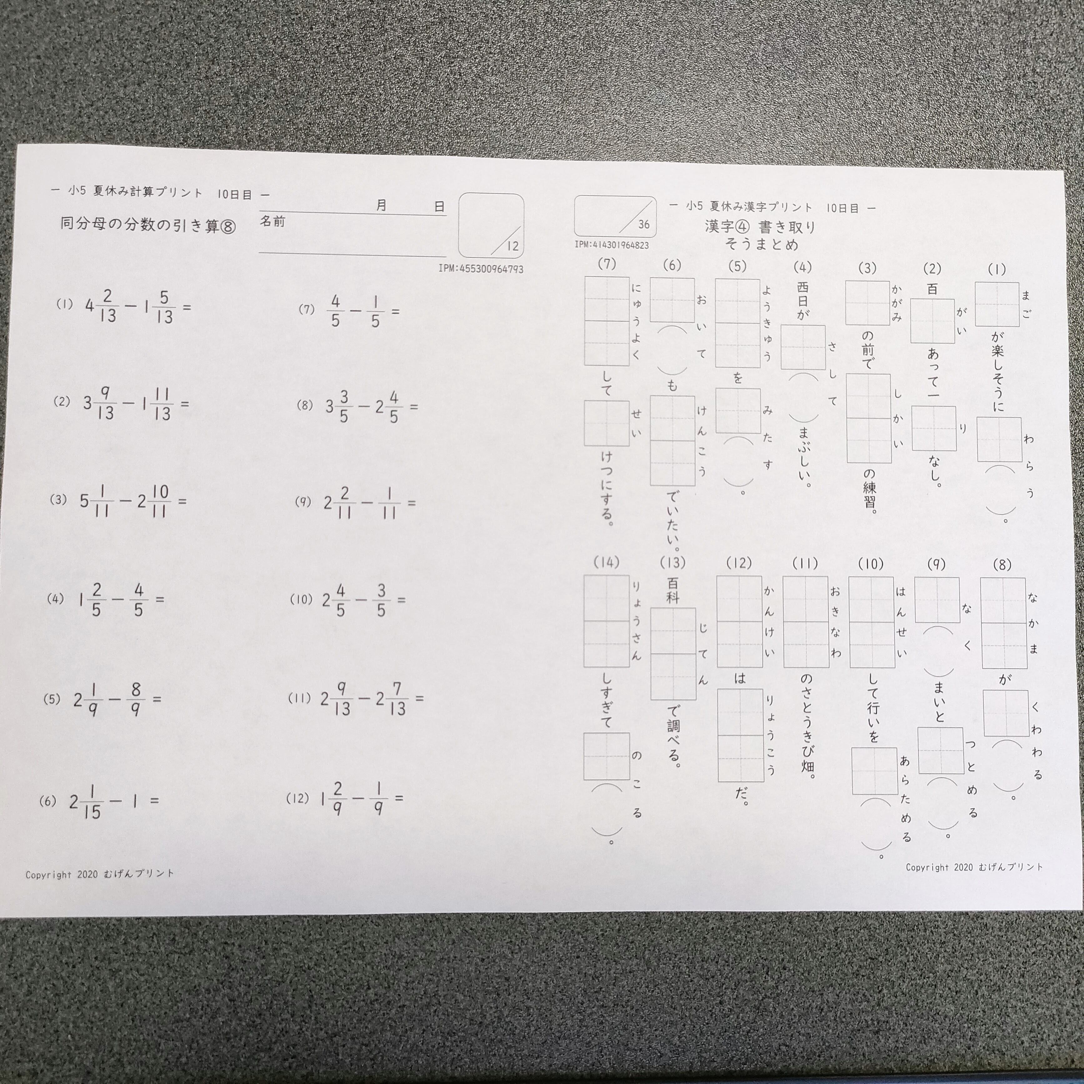 77.小学5年算数国語、夏休み宿題、自由研究、読書感想文、テキスト