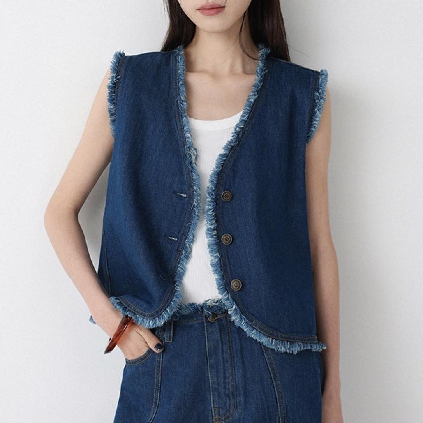 fringe denim vest