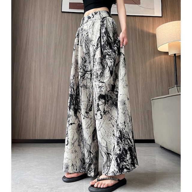 tie-dyed design wide pants 10829