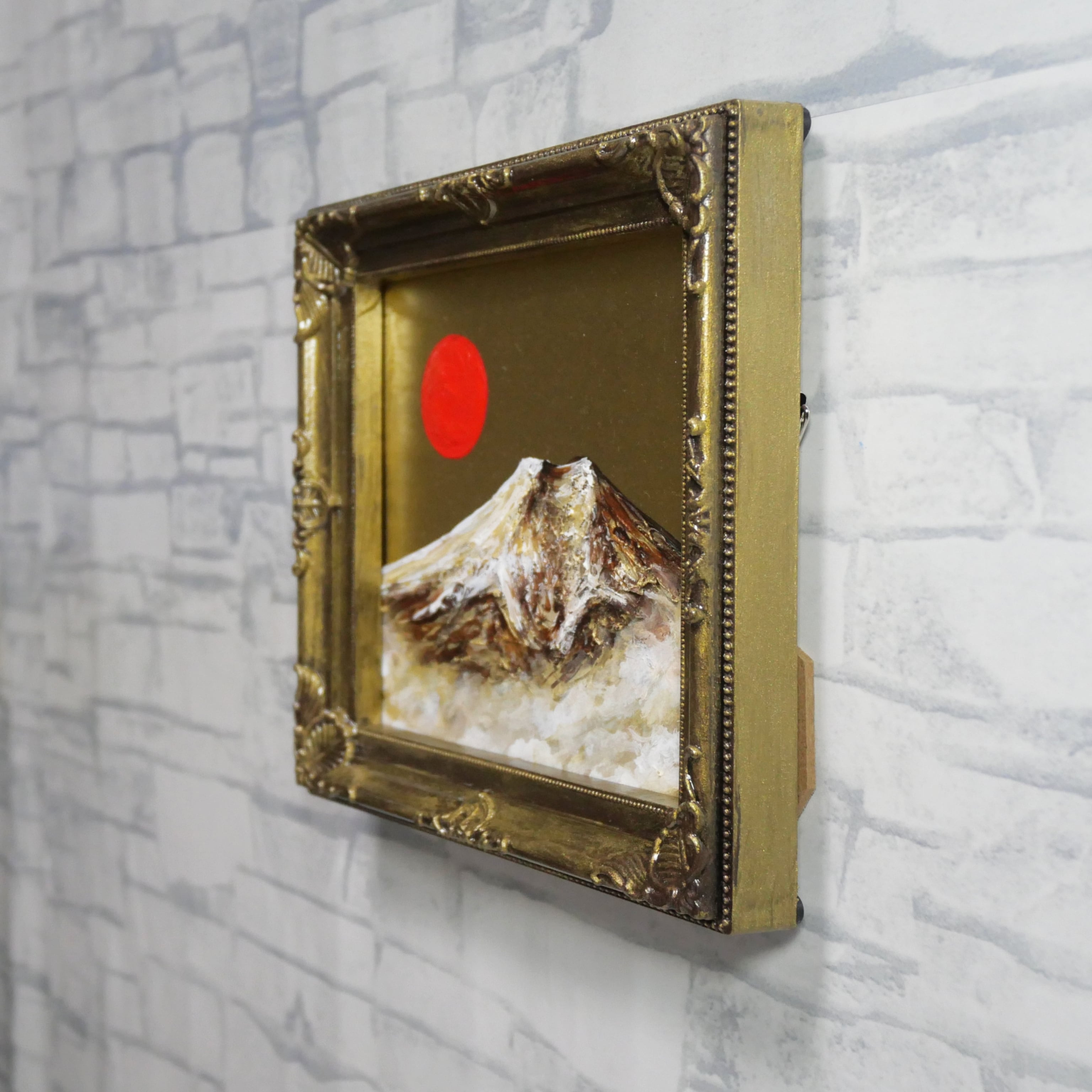 油絵 ミニ色紙絵画【黄金富士山】原画・一点物（インテリア