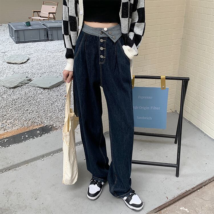 ハイウェスト薄手ブルージーンズ スプリングオータムルーズパンツ 春物 秋物 モンロー55088500824