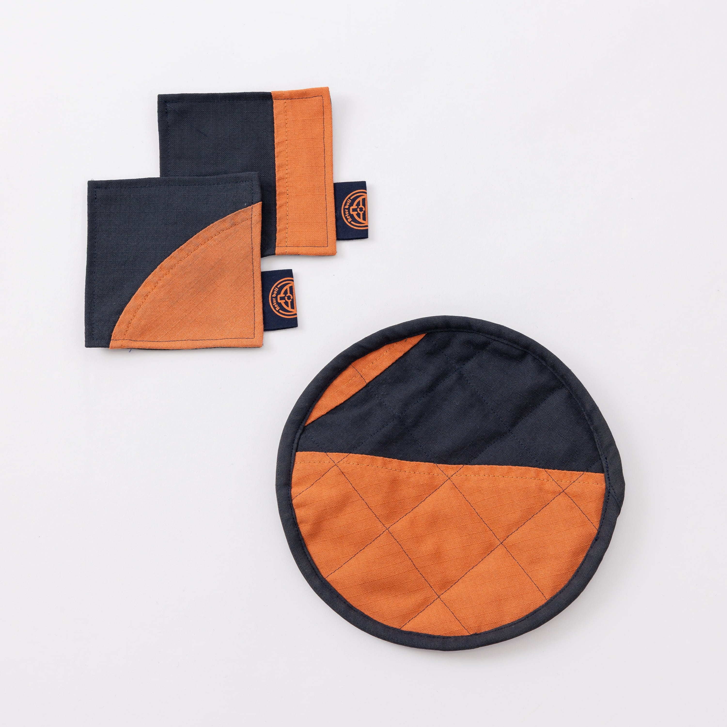 消防防火服からできた鍋敷・コースター2枚セット【KURASHIKI】