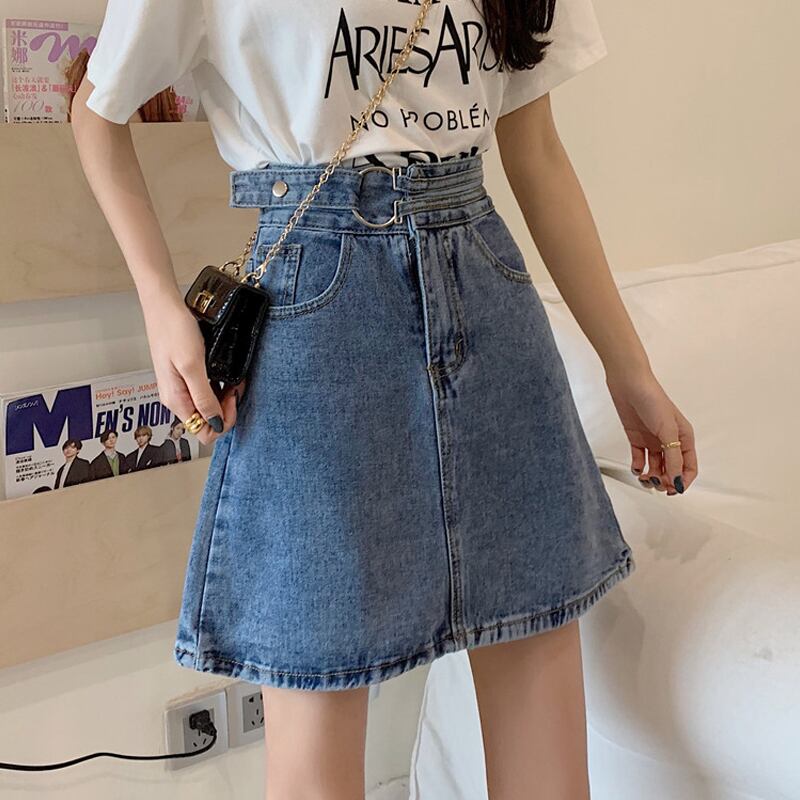 スプリングオータムショートスカート スタンダードウェスト薄手Aライン レトロ 春物 秋物 スーパーモール55568389253