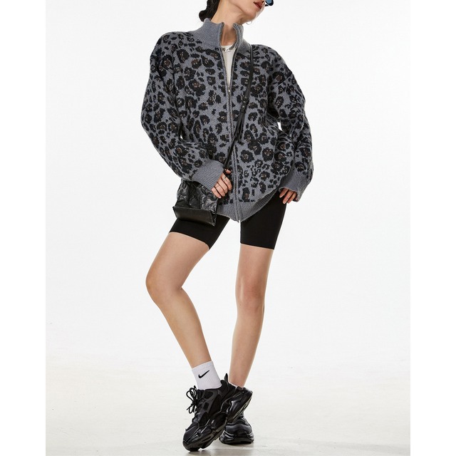 leopard knit cardigan　レオパードニットカーディガン　J0498