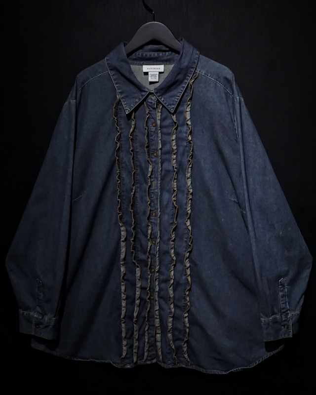 【WEAPON VINTAGE】Vintage Loose Denim Frill Shirt