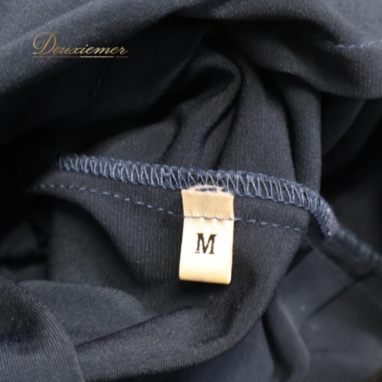 社交ダンス 衣装 スタンダードドレス ドレス ワンピース 紺 高級感 上品 フリル レース お洒落 ネイビー系 パーティ 軽やか 優雅 フェミニン クラシックスタイル