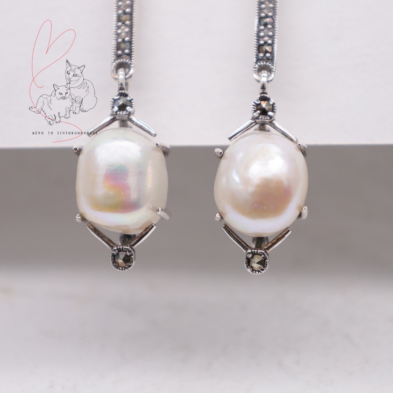 碌山　パールとマルカジットのピアス