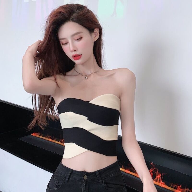 トップス サマーストライプカラーレディース 夏物 ピュア ハンチェンe56150044164