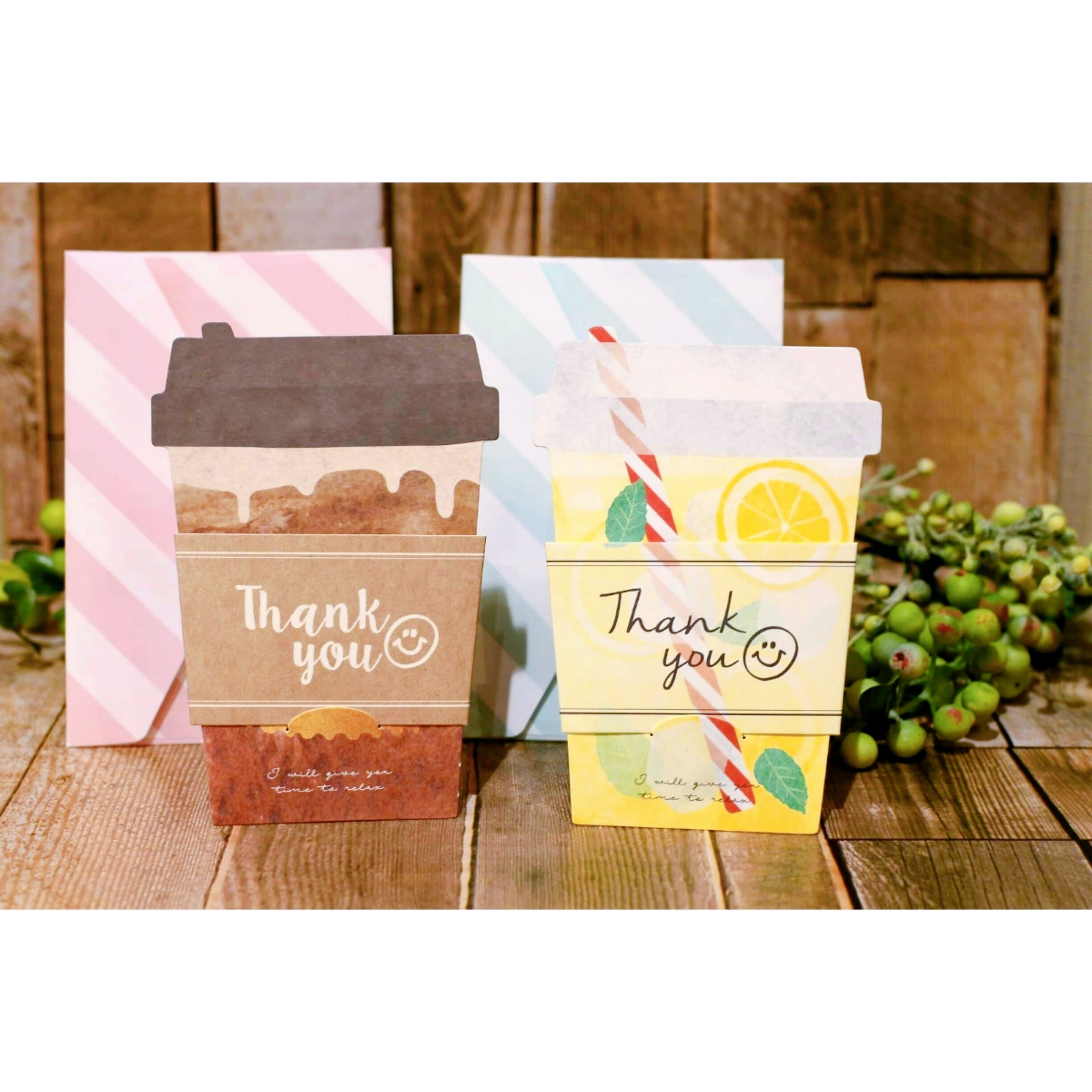 封筒付メッセージカード/グリーティングカード(コーヒーカフェカップ