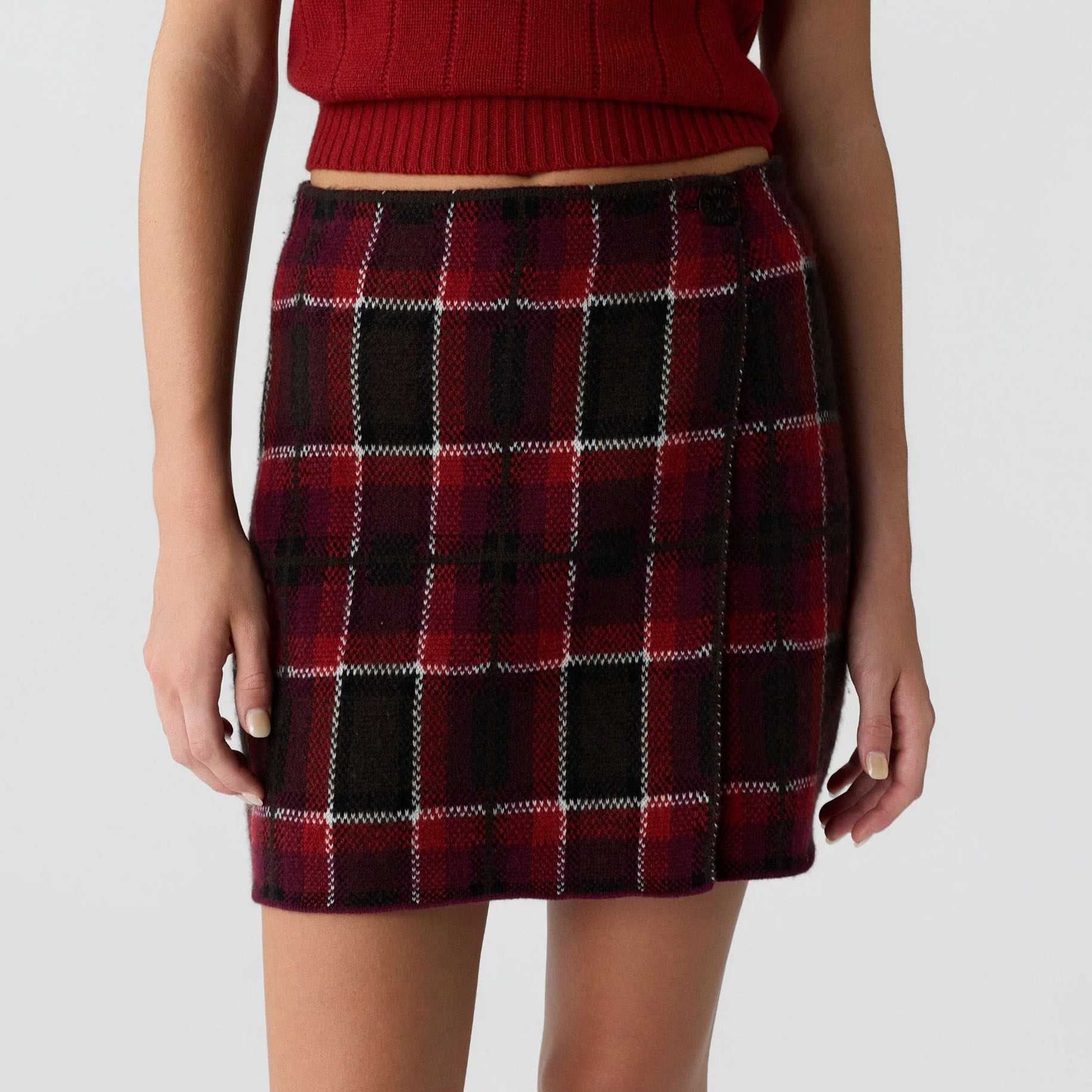 Guest In Residence Tartan Mini Skirt CARMINE COMBO