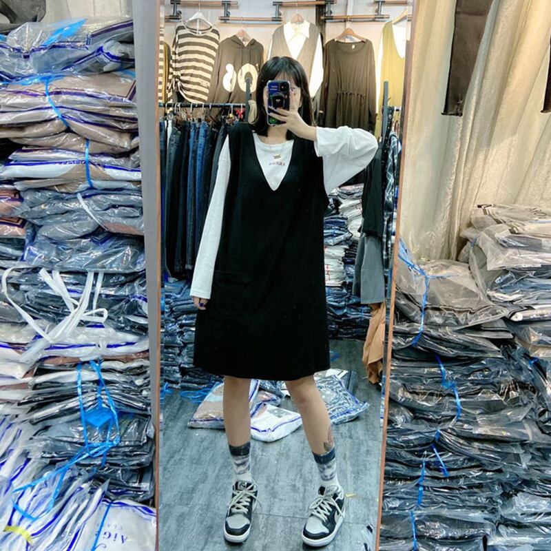 2020秋の新スタイルファットmmライト成熟した風年齢を下げ、ベストドレススリムサイズベストレディースTシャツトップスレディーススカート ミックスインファッション98339741114