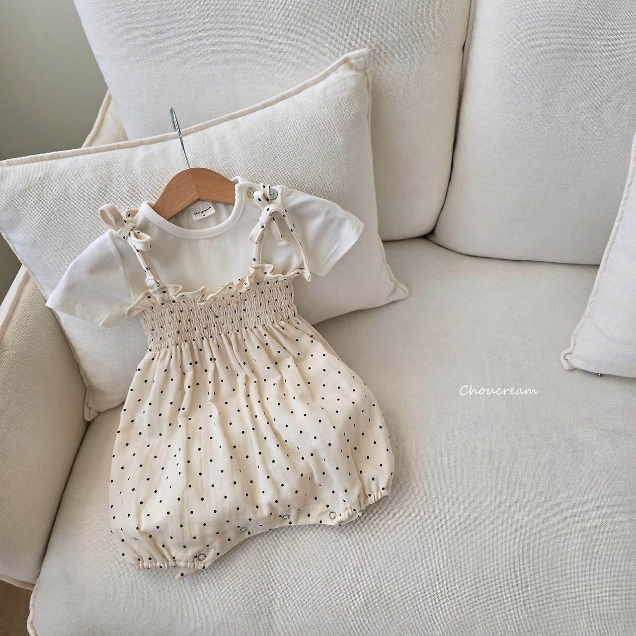 [choucream] Dot Smoke Bodysuit (bebeS) / [슈크림] 도트스모크슈트 (bebeS)