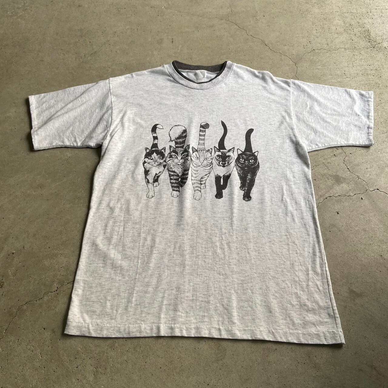 90年代 ネコ アニマル 両面プリントTシャツ メンズL相当 レディース 