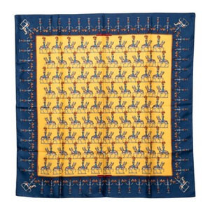 エルメス カレ90 LES ARTIFICIERS 花火師 スカーフ ブルー イエロー マルチカラー シルク レディース HERMES 【中古】