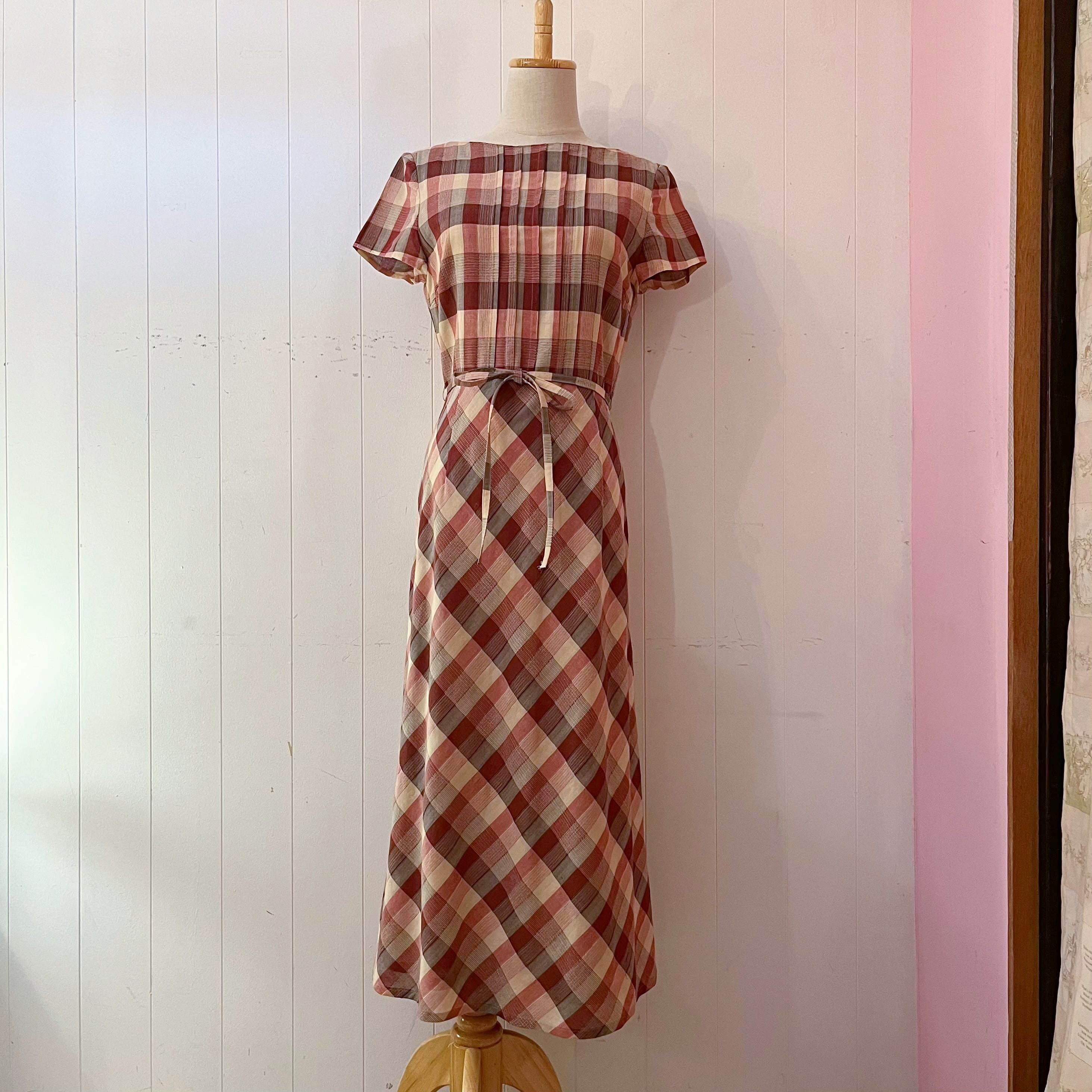 autumn block check one-piece