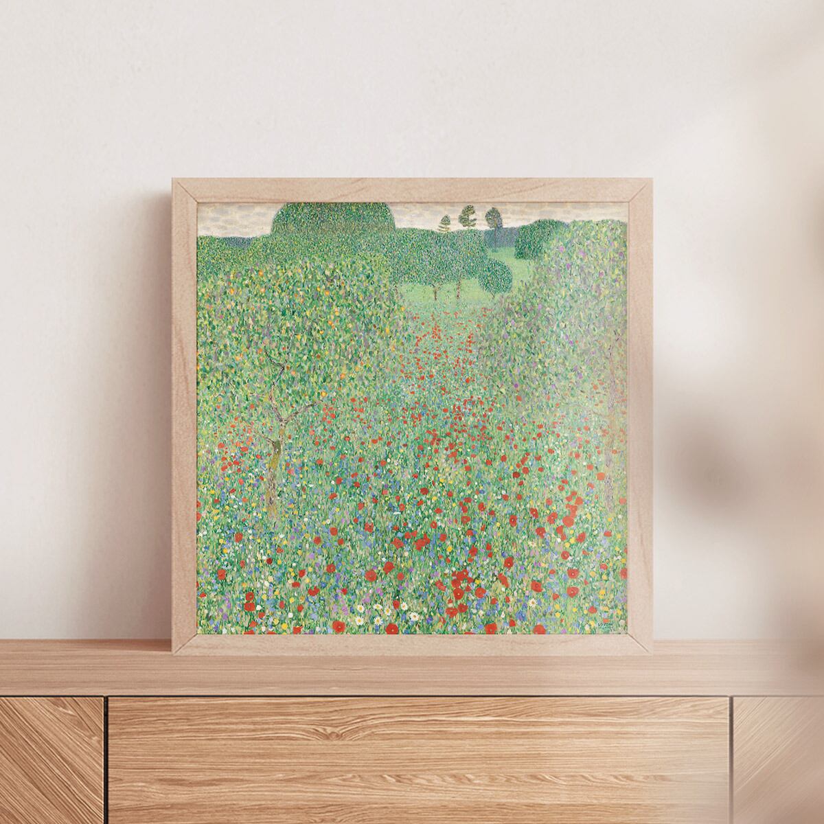 額縁付き グスタフ クリムト ポピーフィールド ポピー畑 アートポスター 323 323mm 額装 天然木 ポスターフレーム 木製 北欧 絵画 名画 日本製 お洒落 Apfs002 Broomin ブルームイン アートポスターのオンライン通販