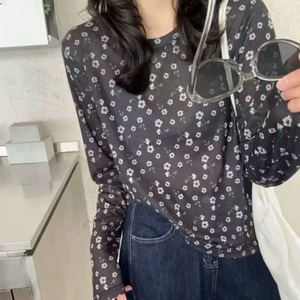 フラワープリントシアーロングTシャツ 2litr05641