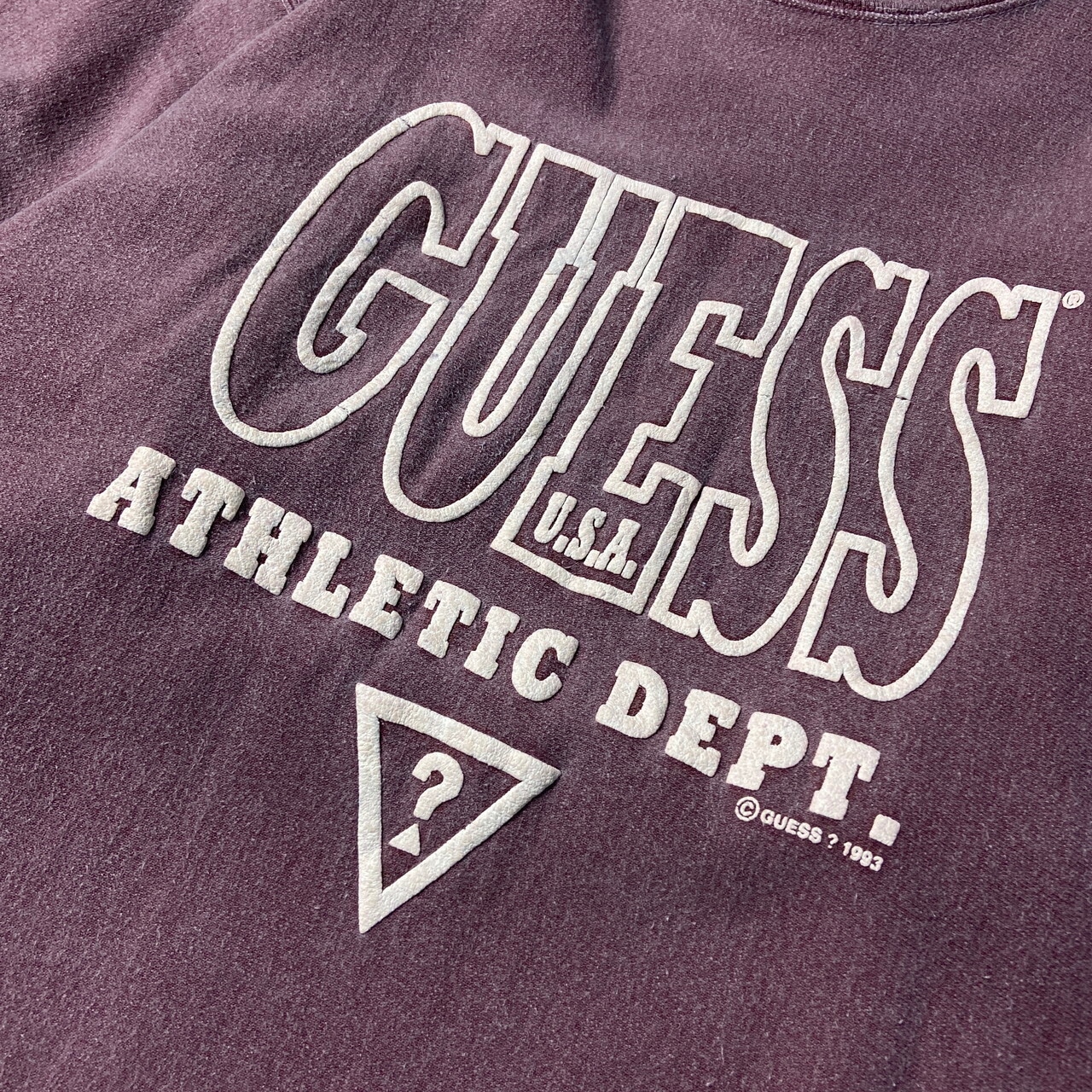 90年代 USA製 GUESS ゲス スウェットシャツ フロントロゴ 発泡プリント 