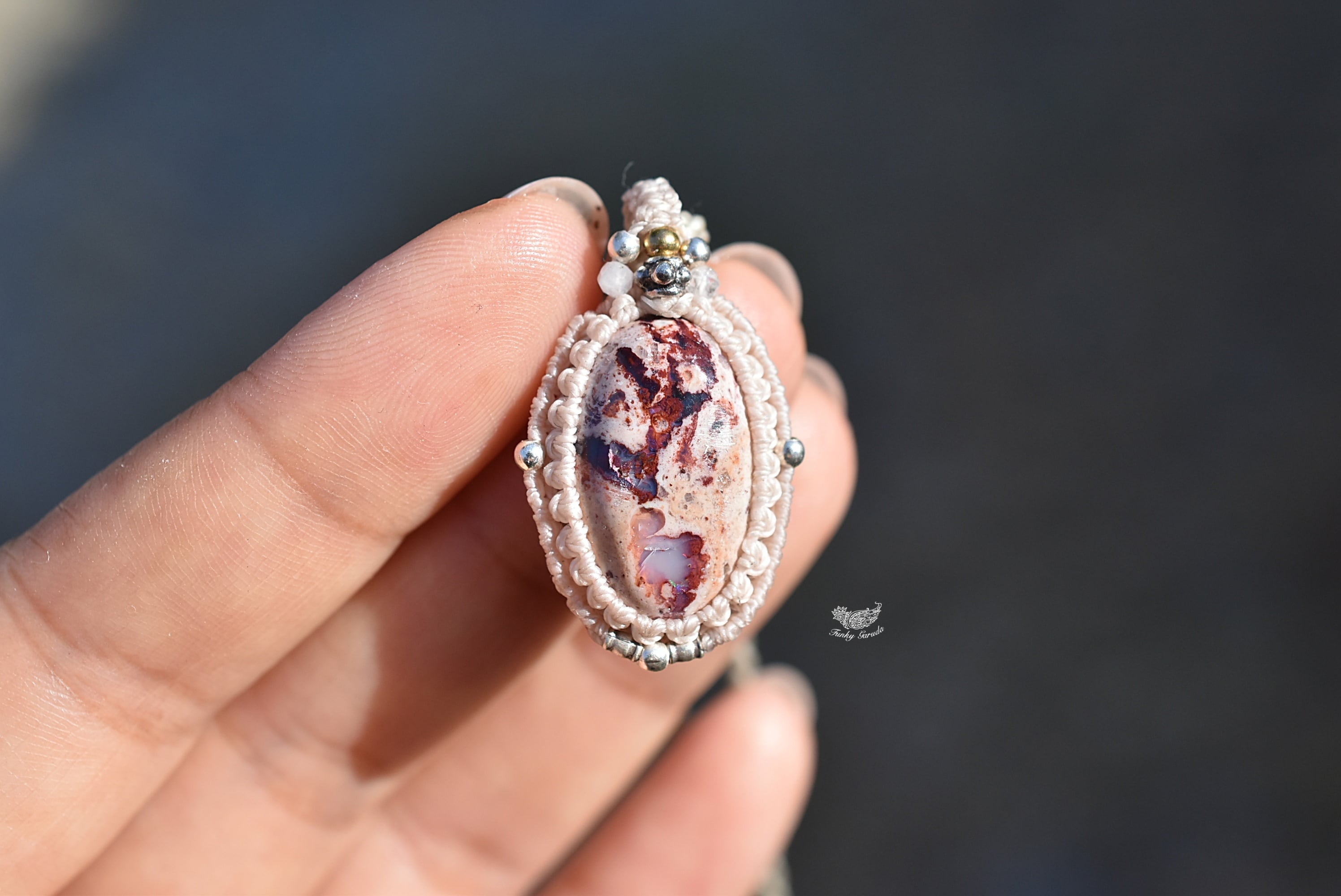 夢色ピンク☆カンテラオパール マクラメネックレス1001 | Funky garuda