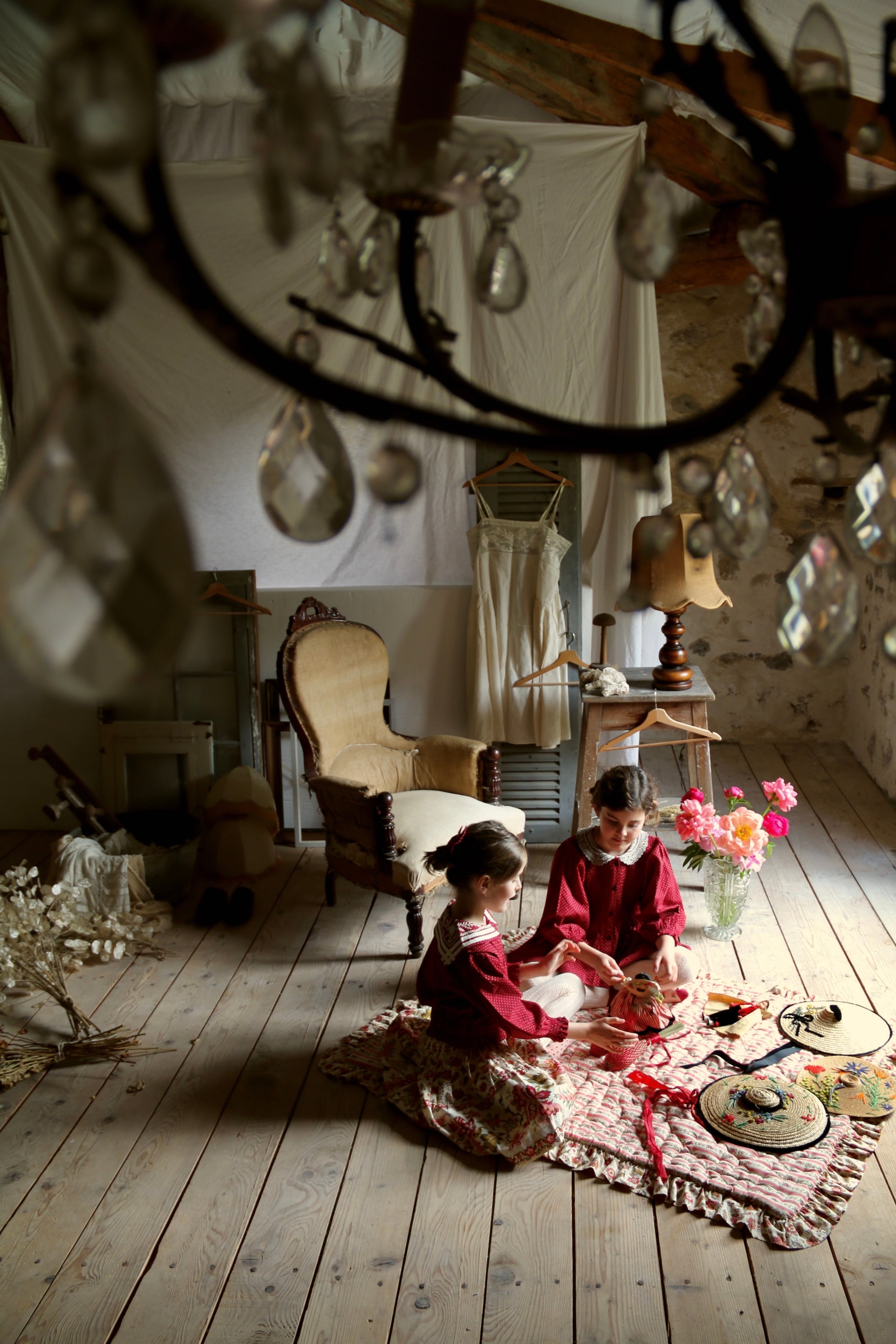 BONJOUR DIARY Sailor blouse red wine dot print 8-12y *10/3