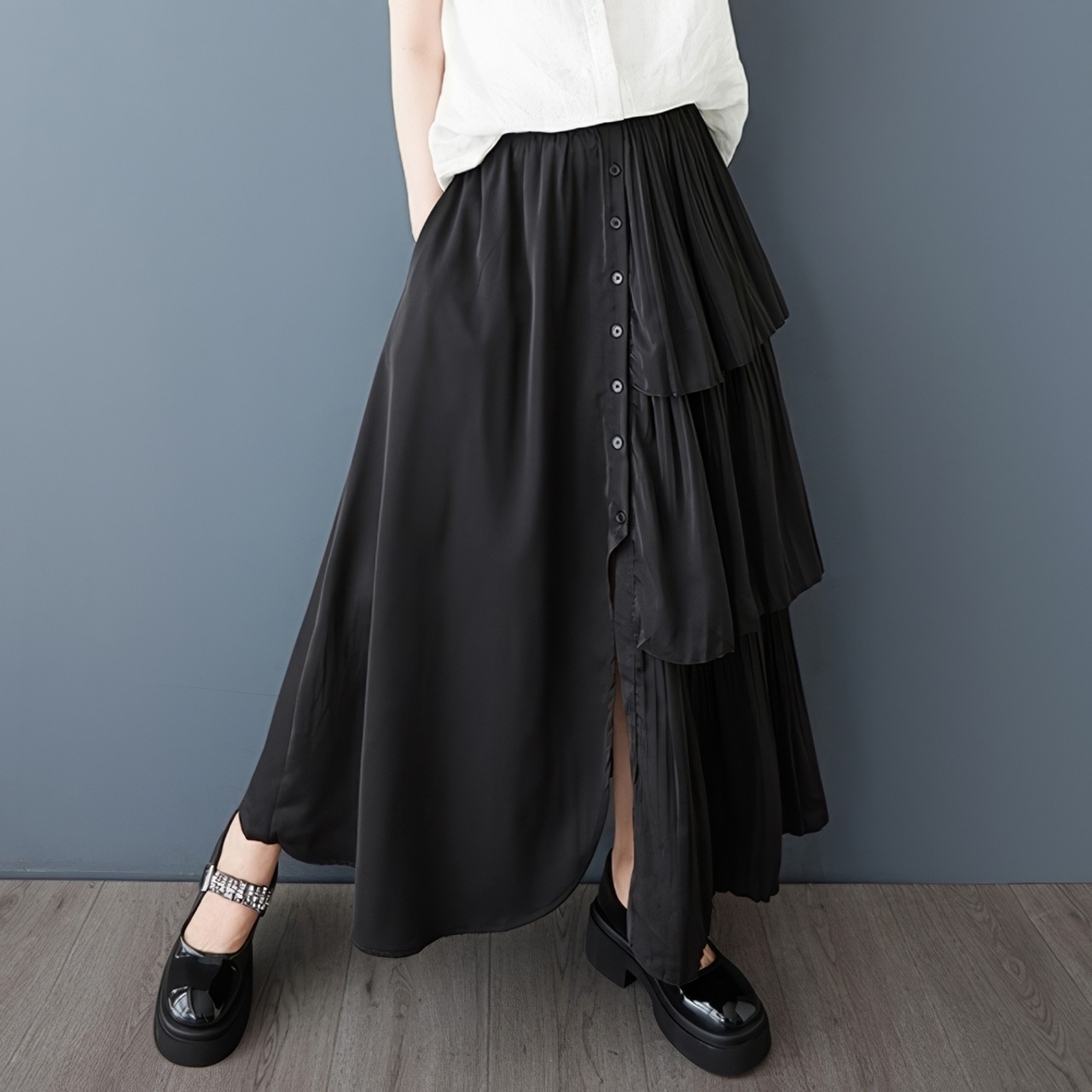 アシンメトリー ティアード スカート  00236