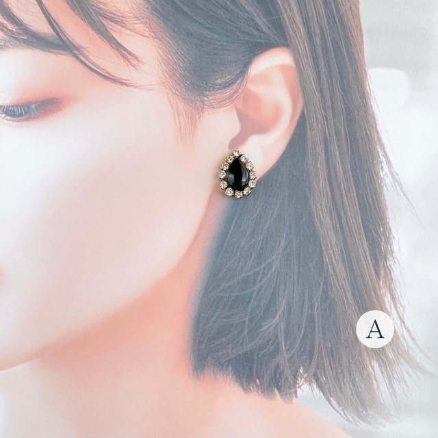 漆黒の宇宙✧モリオンお守りピアス&ネックレス2点セット✧GALAXY✧サージカルステンレス