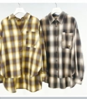 priority チャーム付き　オンブレチェックシャツ　61130