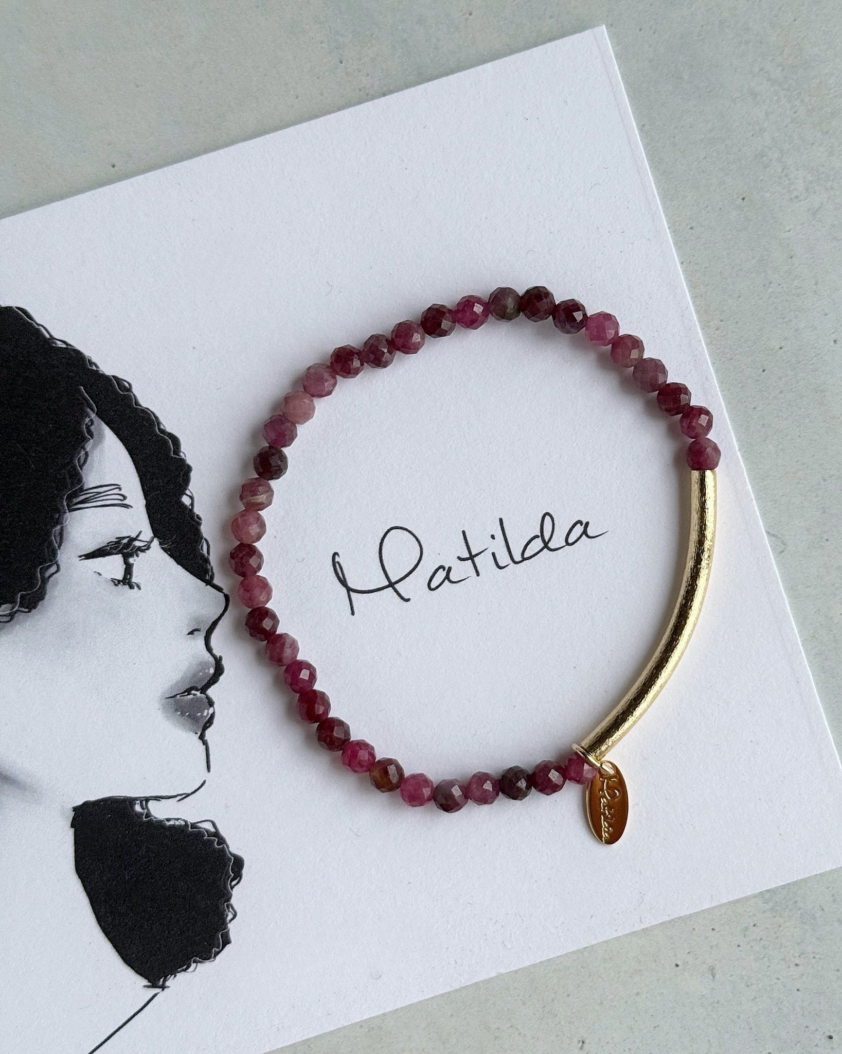 【再販】Tube & stone bracelet(ピンクトルマリン)