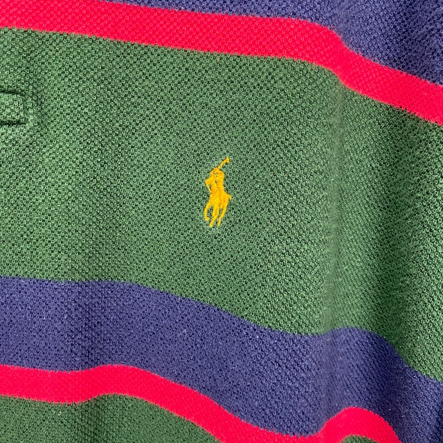 『送料無料』90s Ralph Lauren マルチボーダー長袖ポロシャツ ラガーシャツ