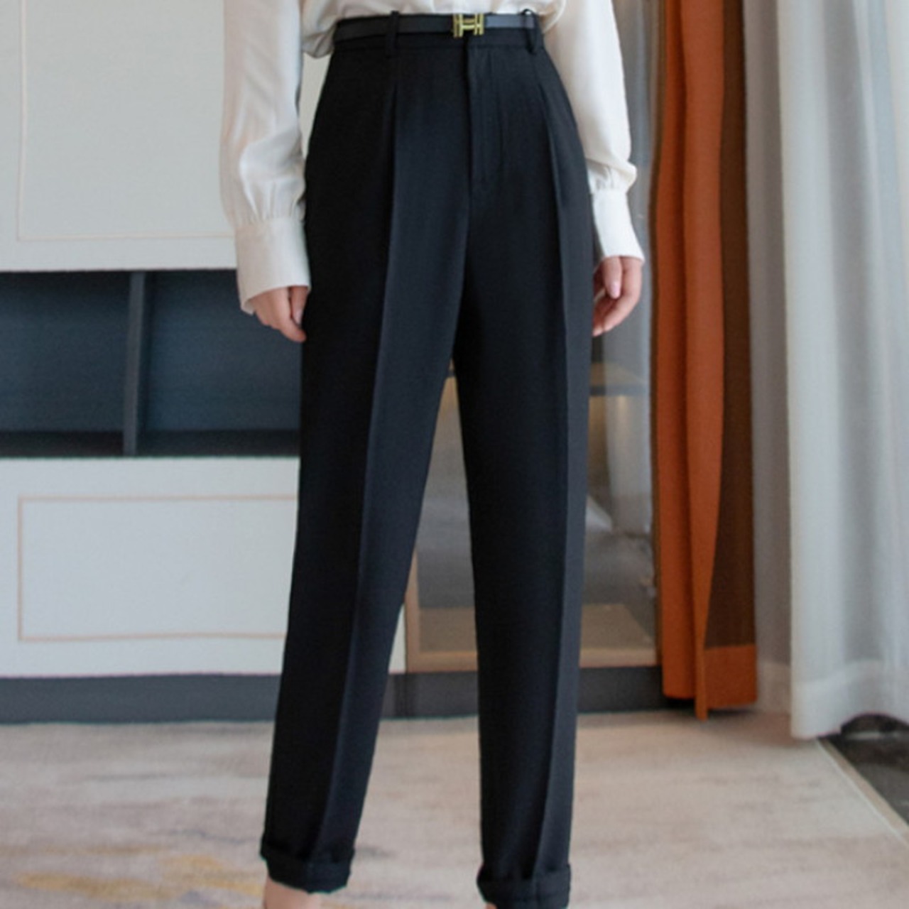 ハイウエストクロップドパンツ 3color W00410