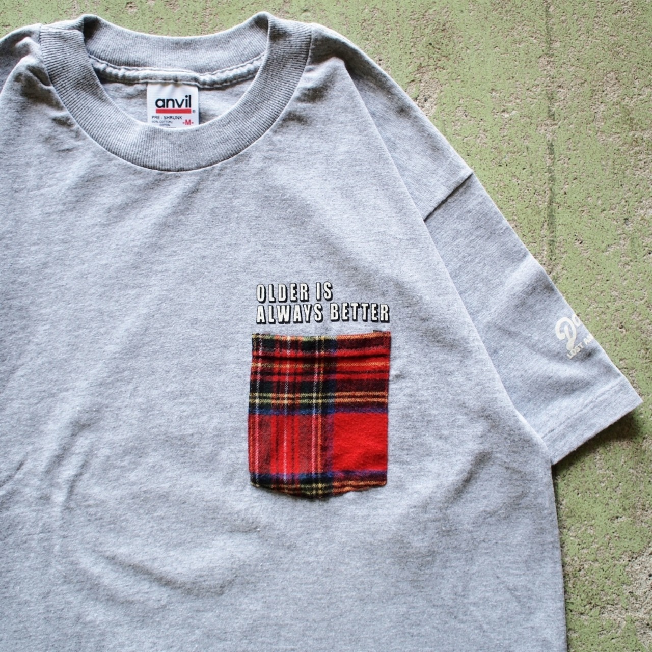 【LOST AND FOUND】"Bean Check" Remake Pocket T-shirt (Heather Grey)