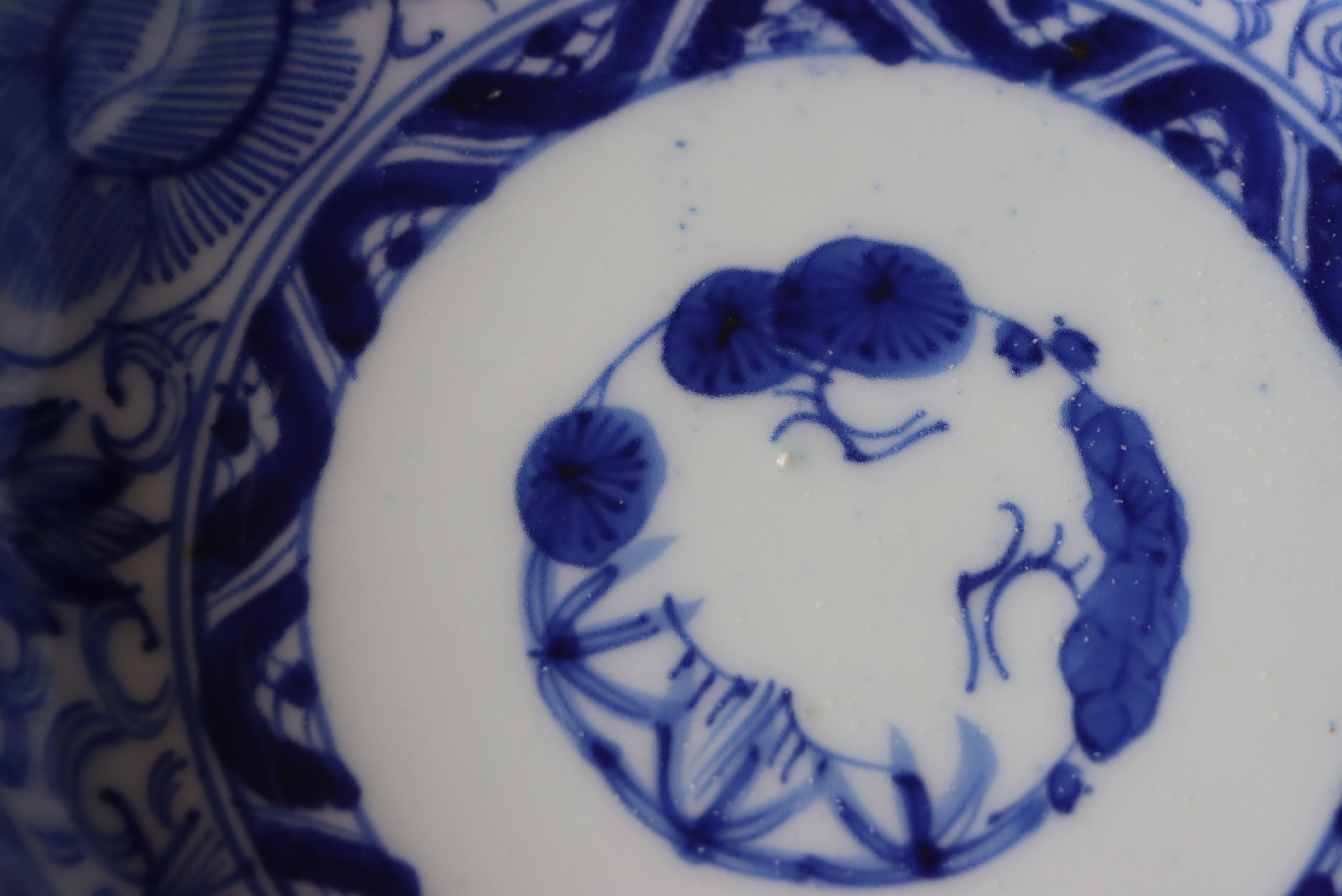 伊万里焼 染付 線描 花文 膾皿/Imari 