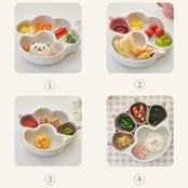 ベビー食器セット 5グリッド 吸盤付き ひっくり返らない 離乳食対応 食品級シリコン製 滑り止め&分離式デザイン 出産祝い ギフト対応 猫の爪 かわいいカラフルデザイン (ピンク)