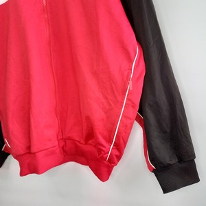 90s　アディダス　トラックジャケット　ジャージ　ストライプ　黒　赤　O