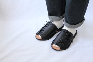 【受注生産】Leather Slippers ( black  )