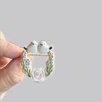 久萌　陶器ブローチ　シマエナガ