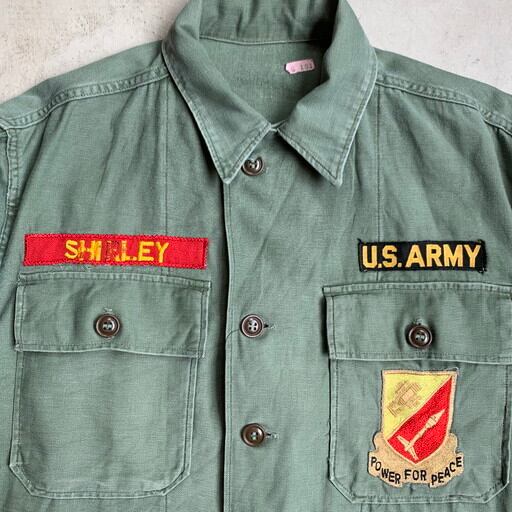 's U.S.ARMY OG コットンサテンユーティリティーシャツ 1st 初期