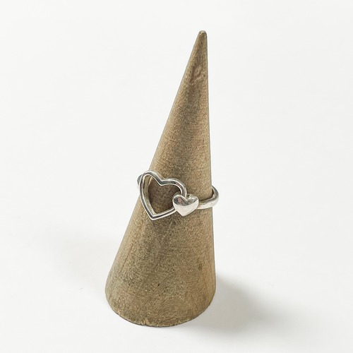 Old 925 Silver Double Heart Ring Made In Hungury