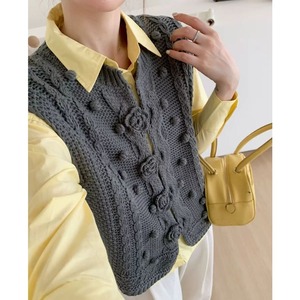 3D rose crochet knit vest <3colors>