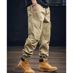 Tapered silhouette drawcord waist elastic cargo pants ◇3color H0337