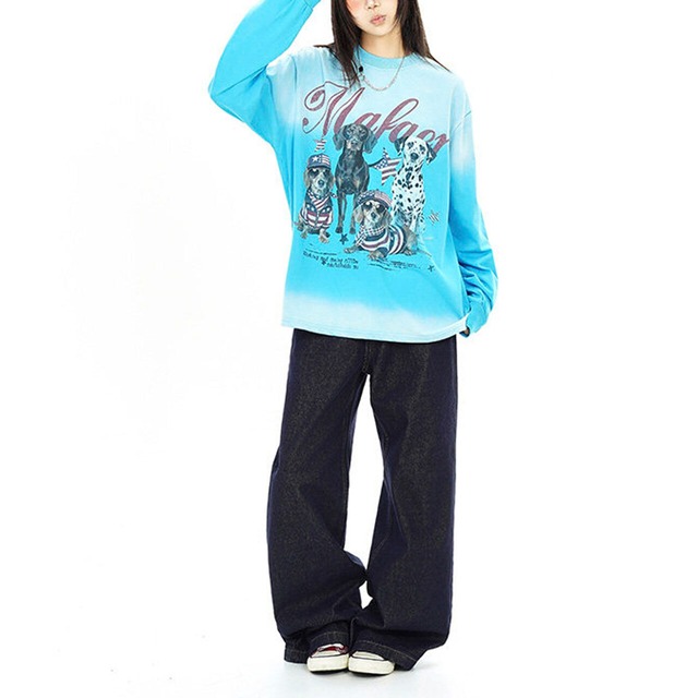 レトロドッググラフィックロングスリーブ 2col   R02620