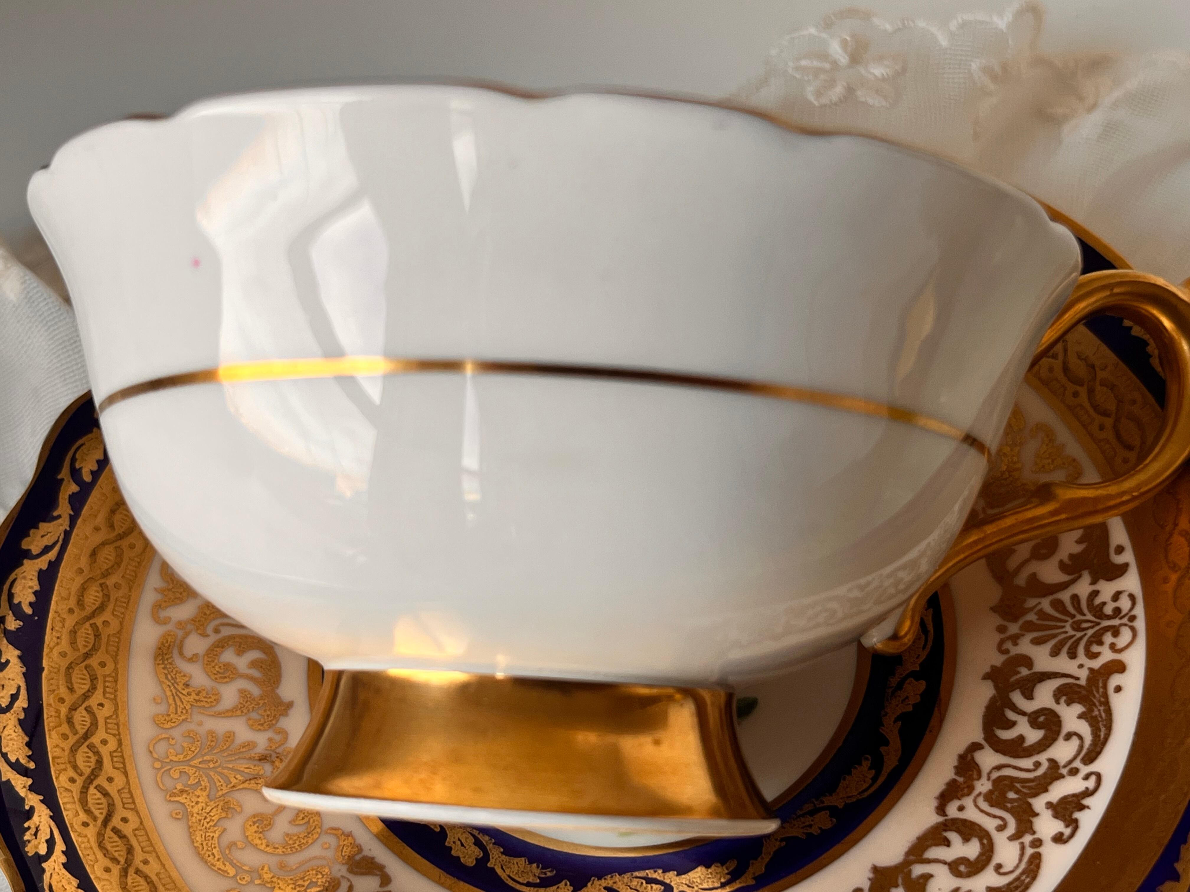 【パラゴン】ベージュ素地にコバルトと金彩が豪華な花柄カップ&ソーサー　セット2⃣ パラゴン】ベージュ素地にコバルトと金彩が豪華な花柄カップ