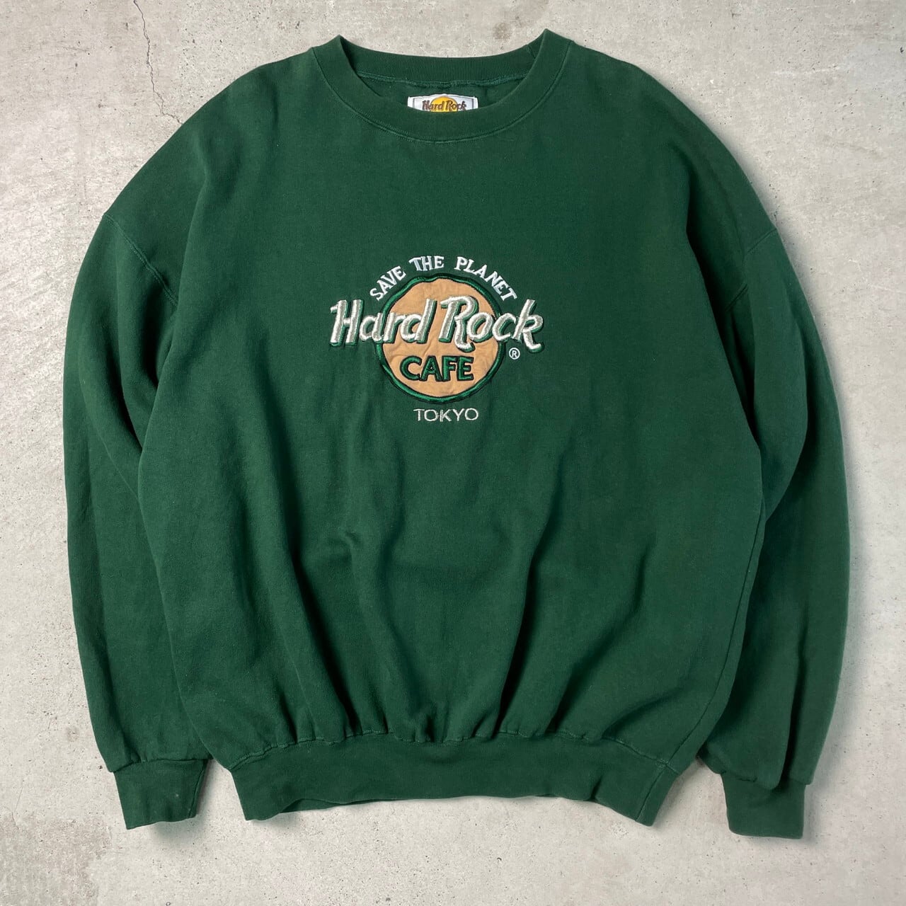 90年代 Hard Rock Cafe TOKYO ハードロックカフェ ロゴ刺繍 スウェットシャツ メンズXL 古着 90S ビンテージ ヴィンテージ  トレーナー グリーン 緑色【スウェット】 | cave 古着屋【公式】古着通販サイト