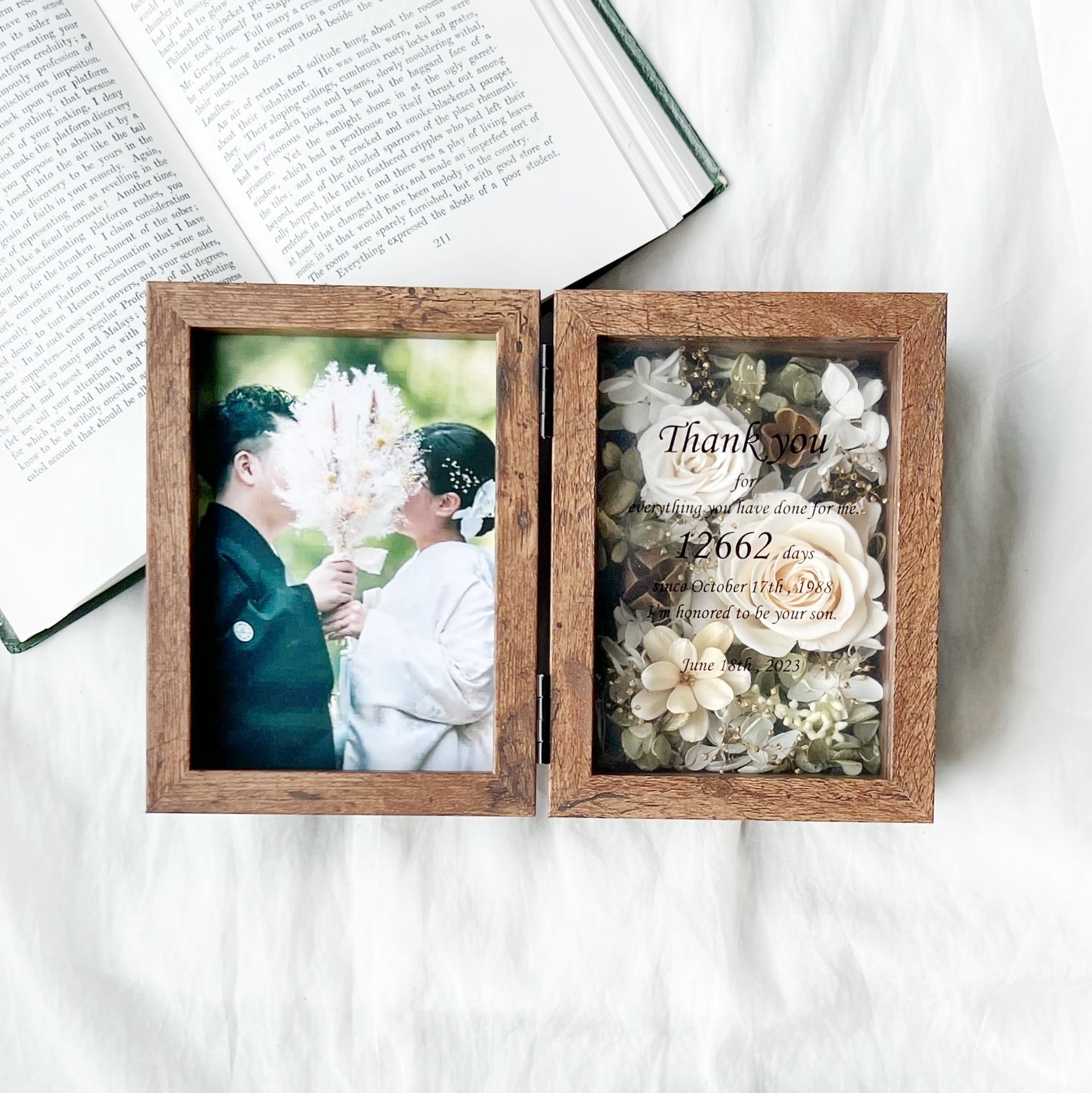 感謝価格＊写真立て 文字入れOK 7015 ホワイトブラウン フォトフレーム