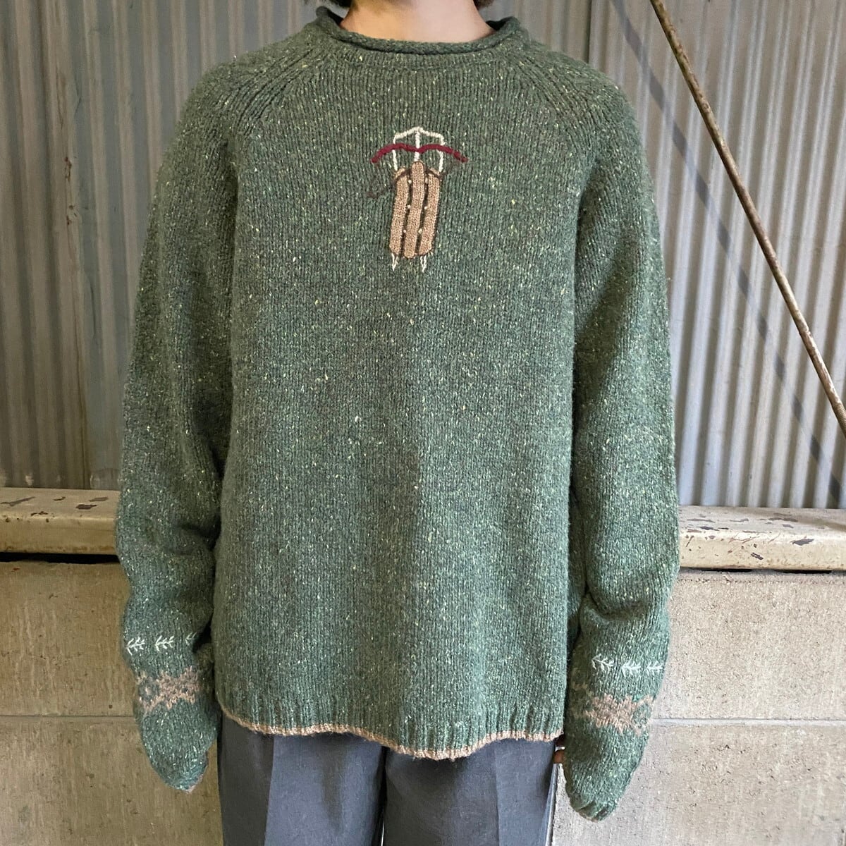 Woolrich ウールリッチ ロールネック ウールニットセーター レディースL 古着 ソリ柄  フォレストグリーン【ニットセーター】【CS2301-30】【AN20】 | cave 古着屋【公式】古着通販サイト