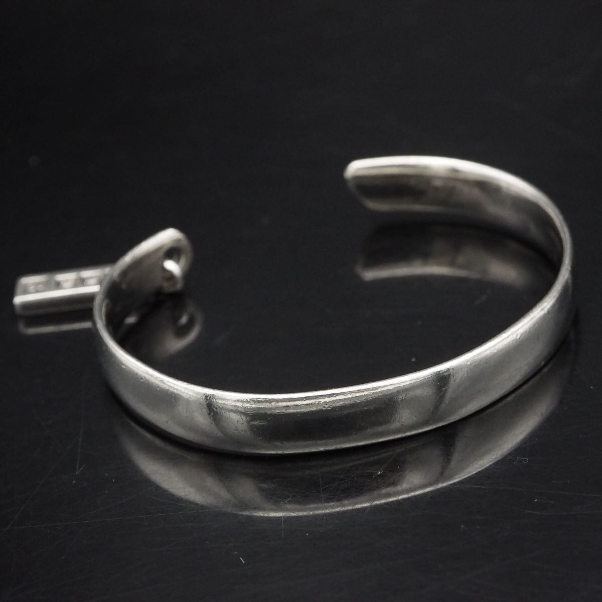 B321 ダイヤモンド 0.06ct B刻印 バングル デザイン シルバー 腕輪 ヴィンテージ 4月誕生石