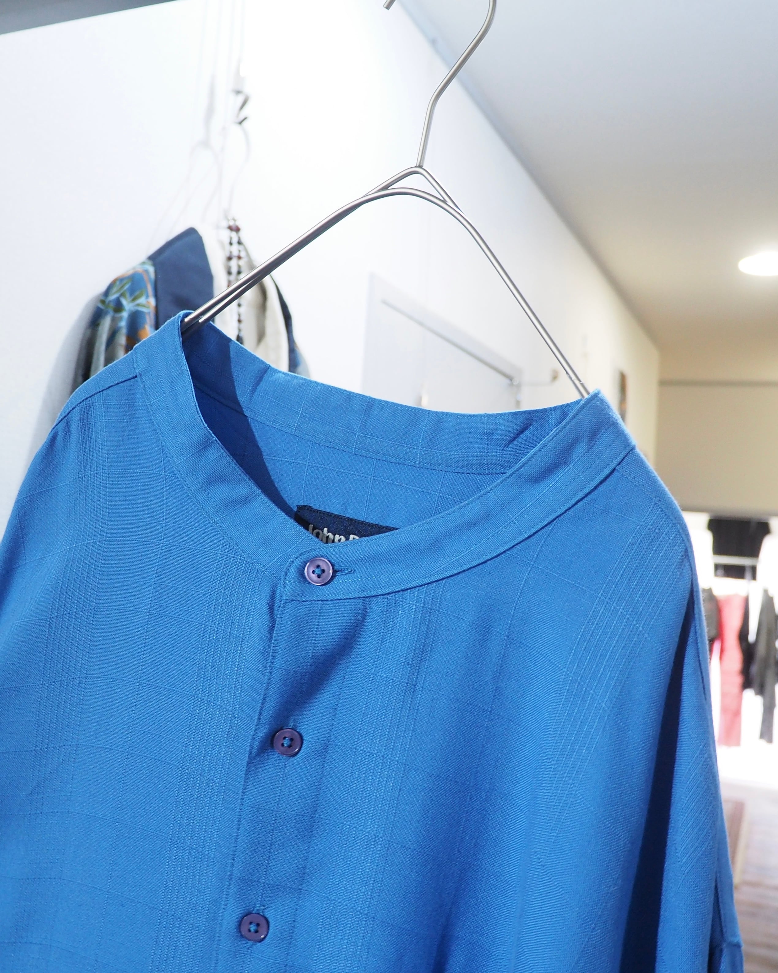 1990s " John Blair " Beautiful Light Blue color vintage Over silhouette No collar shirt