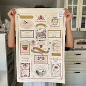 トルション フランス雑貨「Multi Etiquettes Bourgognes ブルゴーニュのワインラベル」キッチンクロス ティータオル Winkler ウィンクラー フランス 綿100% コットン トルション ふきん リネン ワイン 雑貨 キッチン おしゃれ